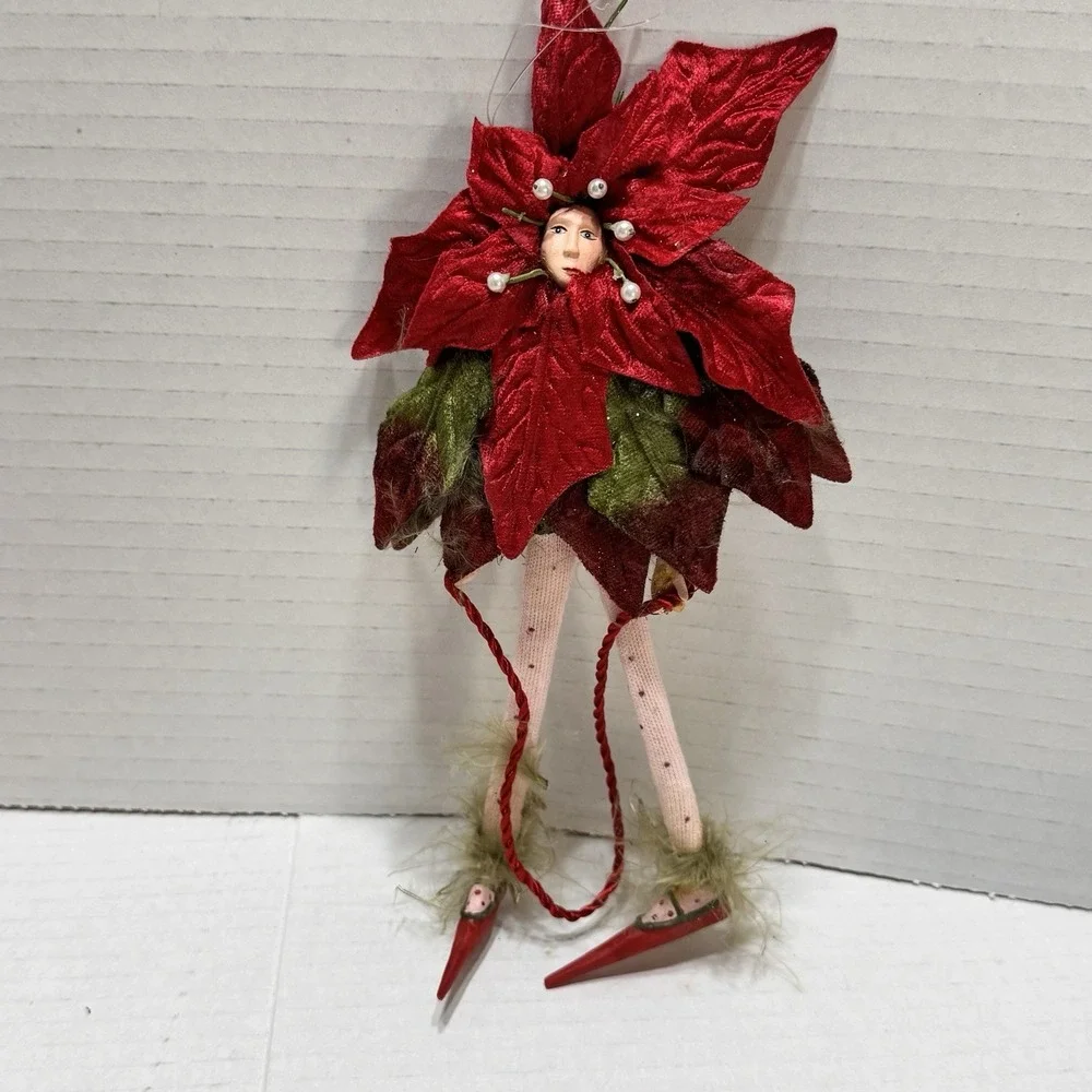 Red Dept 56 Patience Brewster Red Elf Poinsettia Christmas fairy doll Krinckles